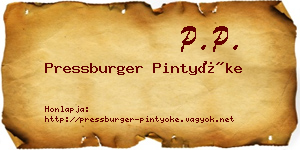 Pressburger Pintyőke névjegykártya